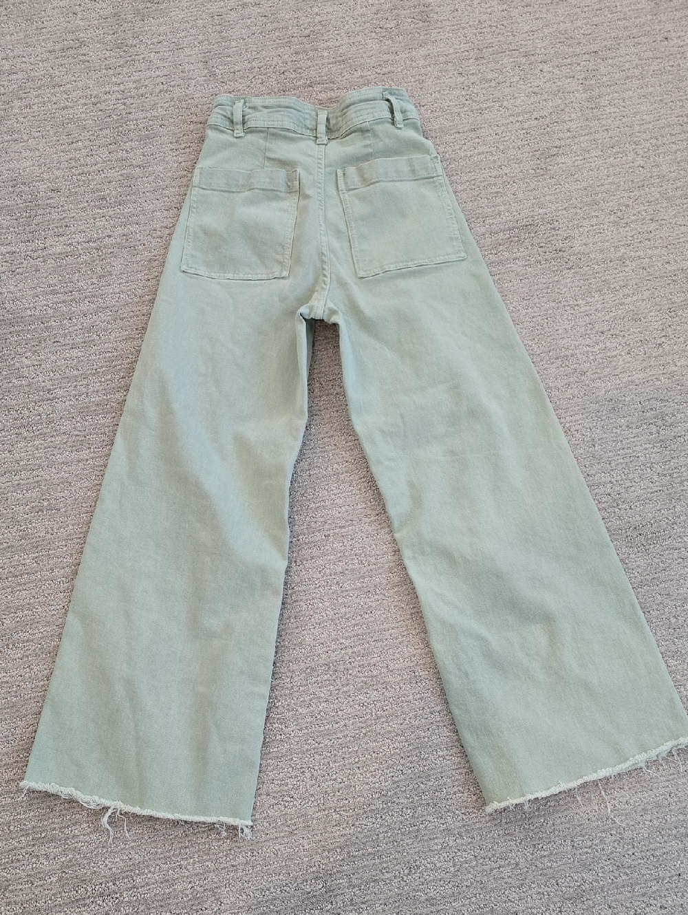 Zara High-Rise Wide Leg Jeans - Sage Green - Marine Straight - Picture 4 of 6